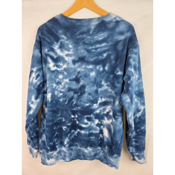 Buc-ees Sweatshirt Adult Size Medium Blue Tie Dye Pinball Arcade Bucees Beaver - Picture 9 of 10